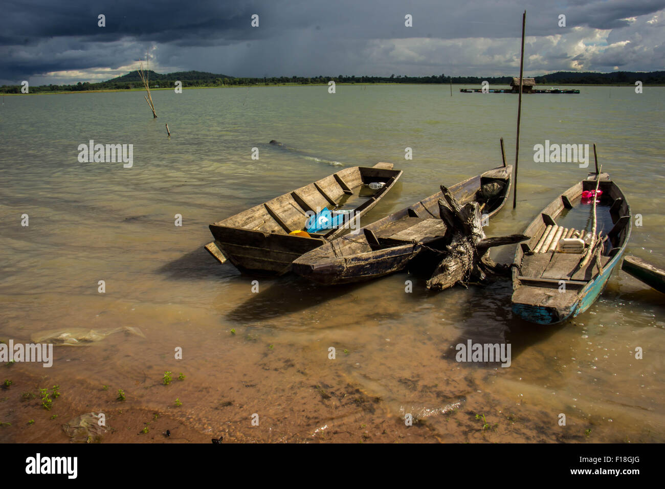 Landwirtschaft, Asien, asiatische, schön, Boot, Kambodscha, Kanu, Chinesisch, Wolke, bunt, Kontamination Stockfoto