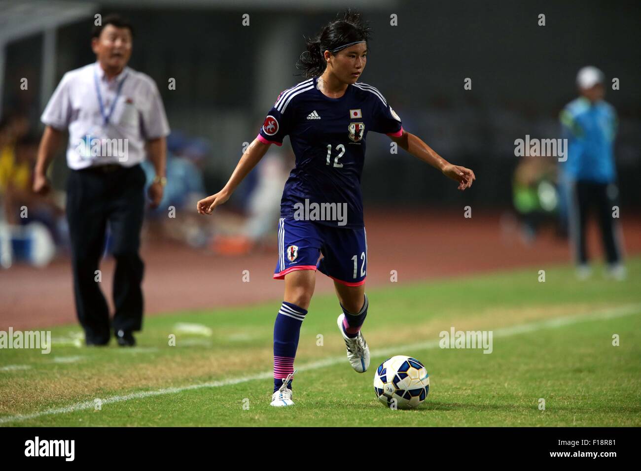 Nanjing, China. 29. August 2015. Meika Nishida (JPN) Fußball: Meika Nishida Japans läuft mit dem Ball während der AFC U-19 Frauen Meisterschaft Endspiel zwischen Japan 0(4-2) 0 Nordkorea Stadium Jiangning Sports Center in Nanjing / China. © AFLO/Alamy Live-Nachrichten Stockfoto