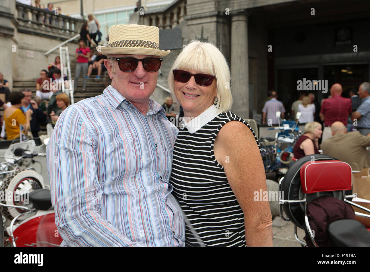 Mod All Weekender Brighton 2015, ein jährliches Treffen von Liebhabern der Mod-Kultur auf Madeira Drive, Stadt Brighton & Hove, East Sussex. UK. 30.. August 2015 Stockfoto