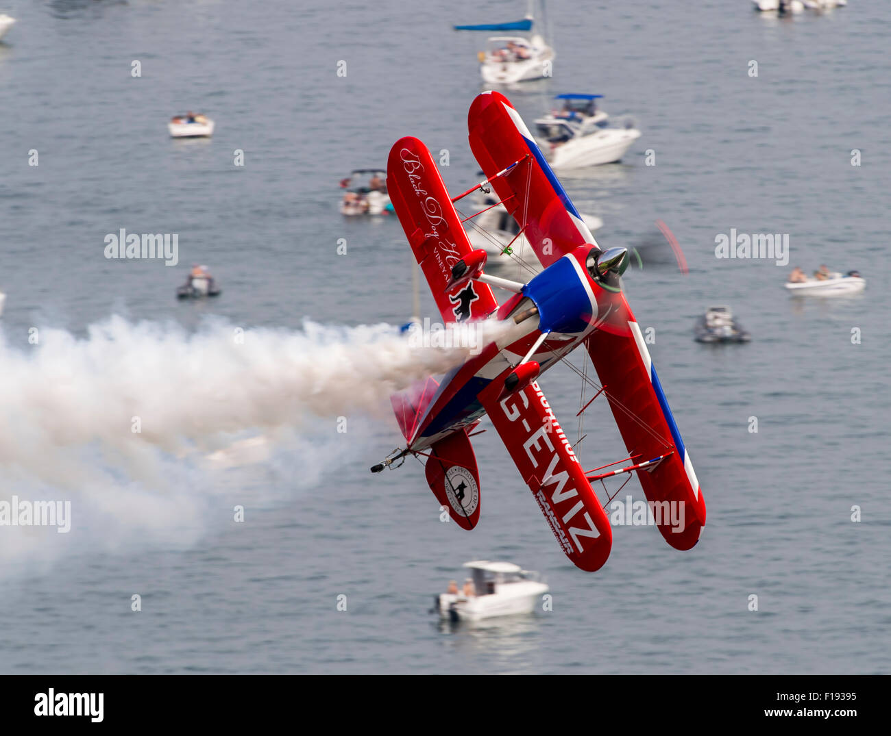 Rich Goodwin Pitts S2S Muskel Doppeldecker in Dawlish Air Show anzeigen Stockfoto