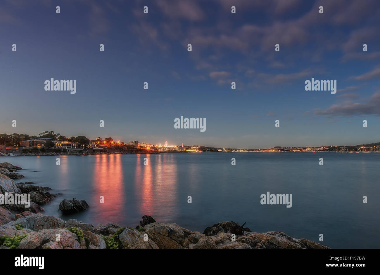 warme Farben, Cornwall, Sonne, Sonnenlicht, Welle, Schiff, Küste, Stadt, Rock, Cliff, Geschichte, Segelboot, Sunset, plymouth Stockfoto