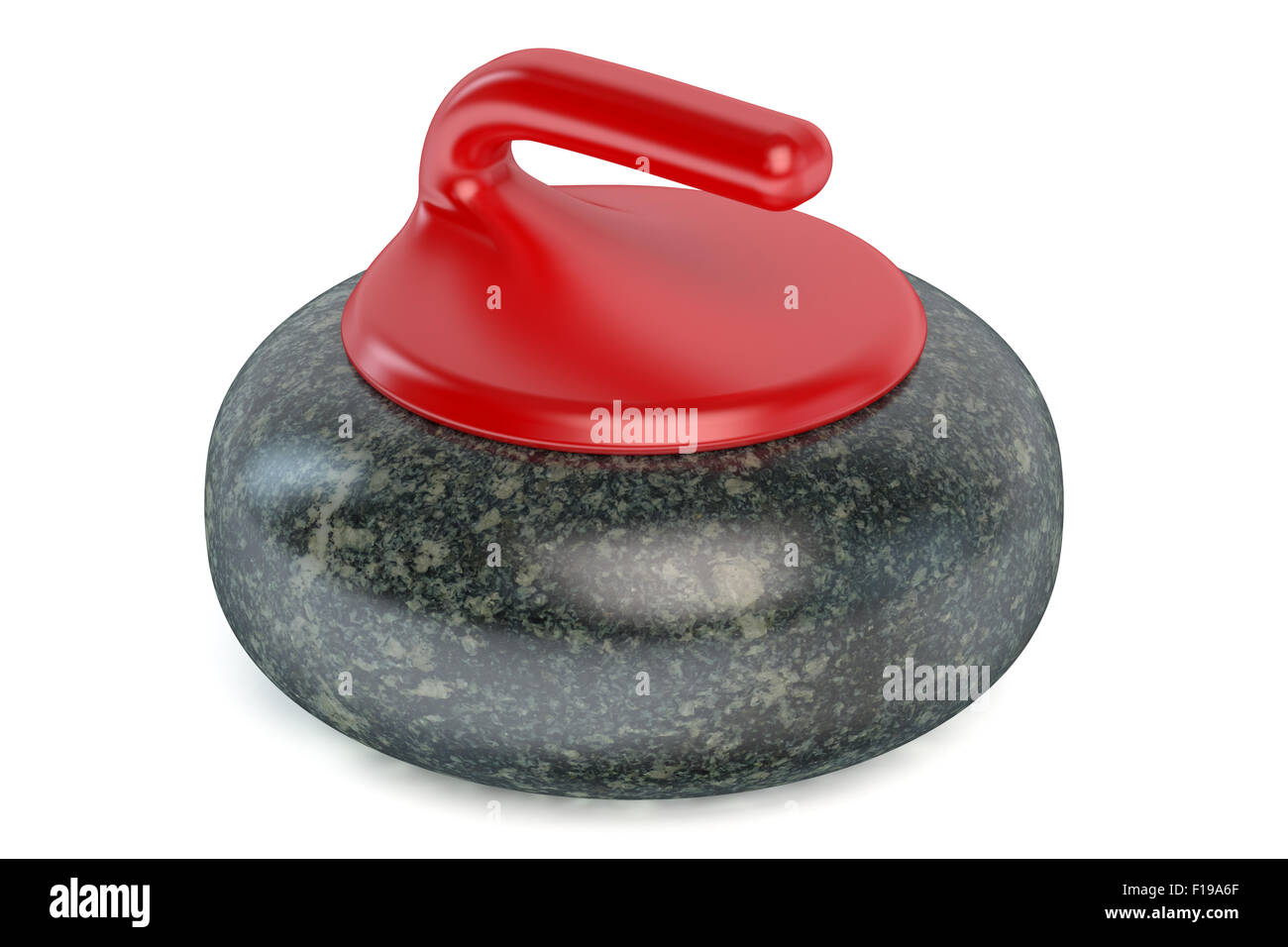 Curling-Stein isoliert auf weißem Hintergrund Stockfoto