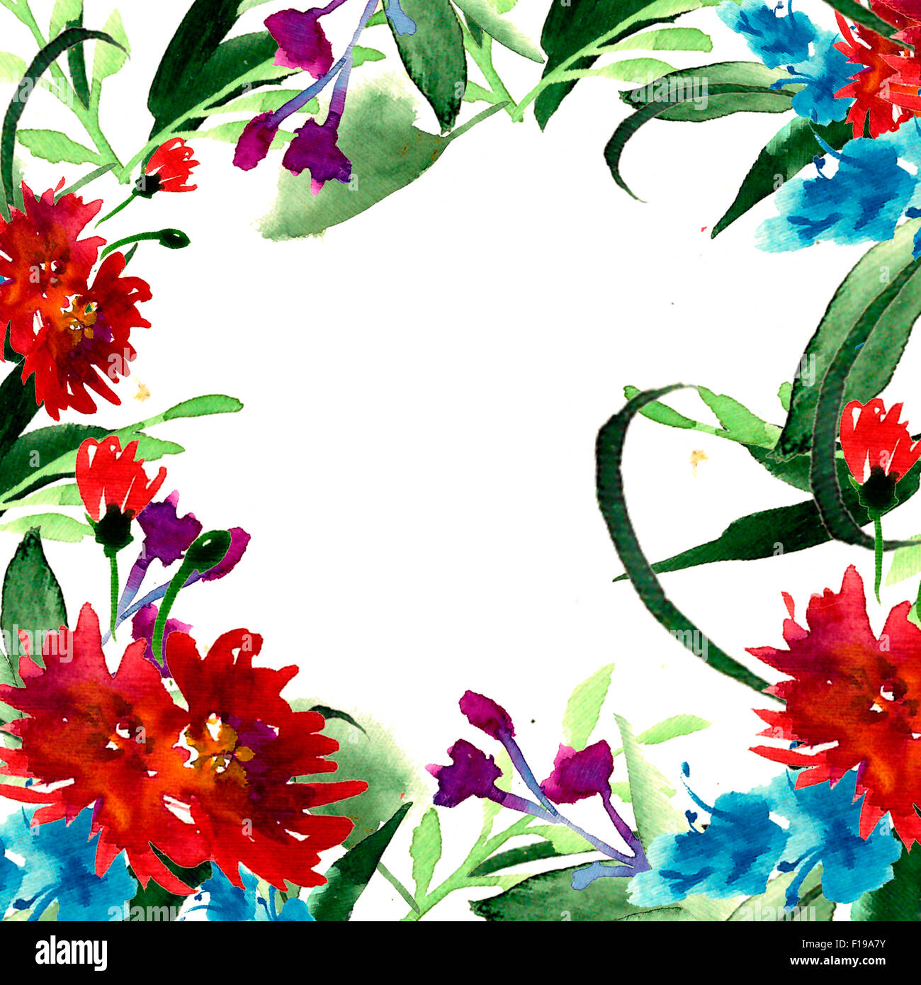Wildblumen blühen zarte Blumen malte Aquarelle. Raster-Abbildung Stockfoto