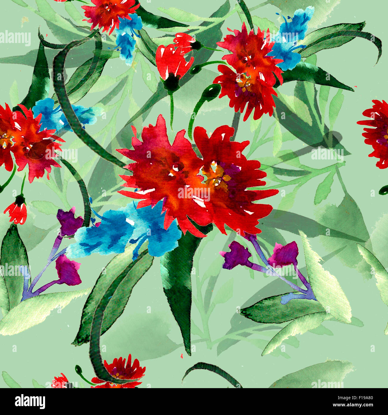 Wildblumen blühen zarte Blumen malte Aquarelle. Raster-Abbildung Stockfoto