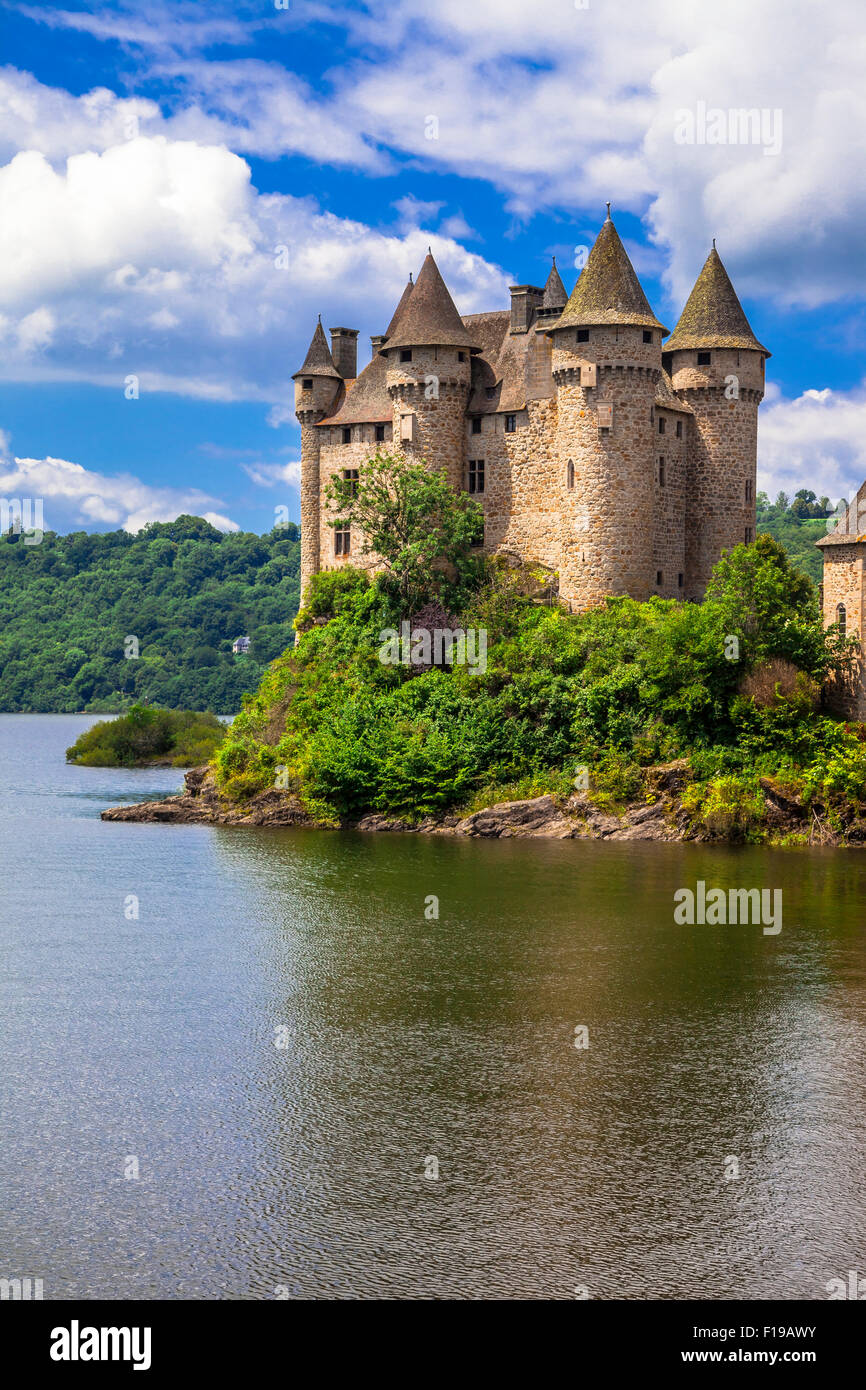 beeindruckende mittelalterliche Burg "Chateau de Val" in Frankreich Stockfoto