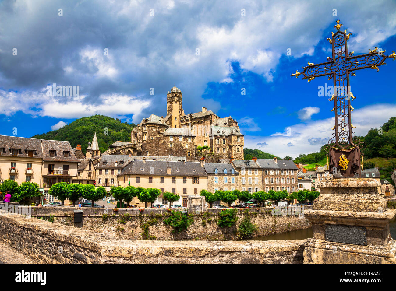 Estaing - eines der schönsten Dörfer in Frankreich Stockfoto