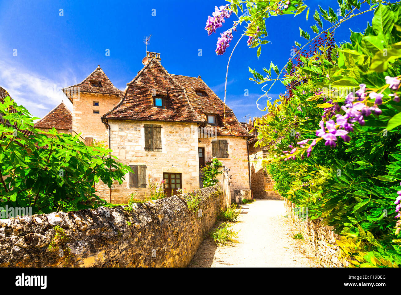Carennac - ist eines der schönsten Dörfer Frankreichs (Lot) Stockfoto