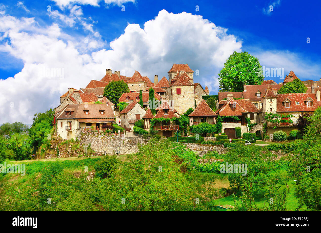 Loubressac - unter Berücksichtigung eines der schönsten Dörfer von Frankreich (Dordogne) Stockfoto