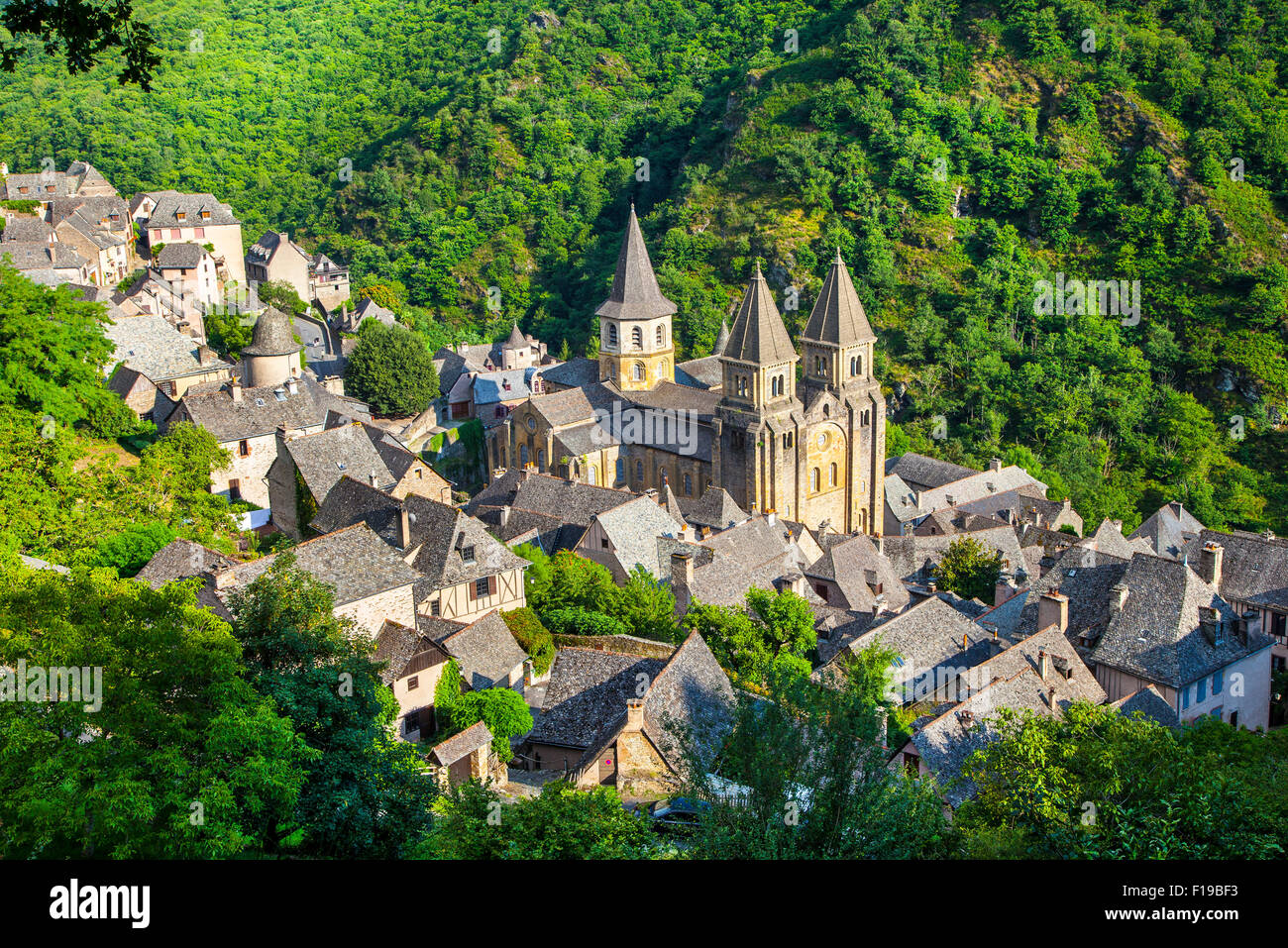 Abtei Sainte Foy, Conques, Frankreich. UNESCO-Welterbe Stockfoto
