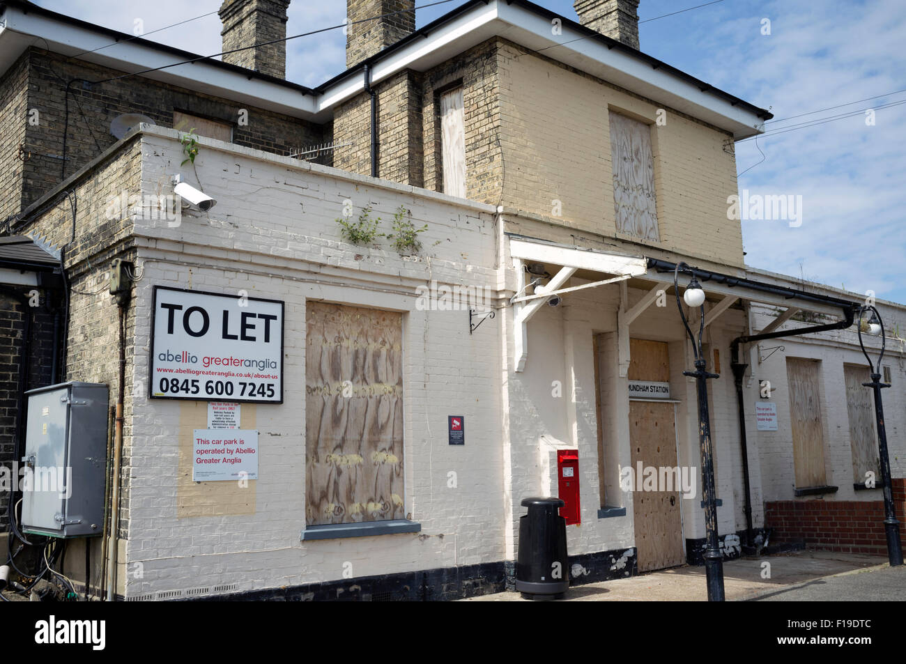 Nach lassen Sie Abellio größere Anglia Bahnhof, Saxmundham, Suffolk, UK. Stockfoto