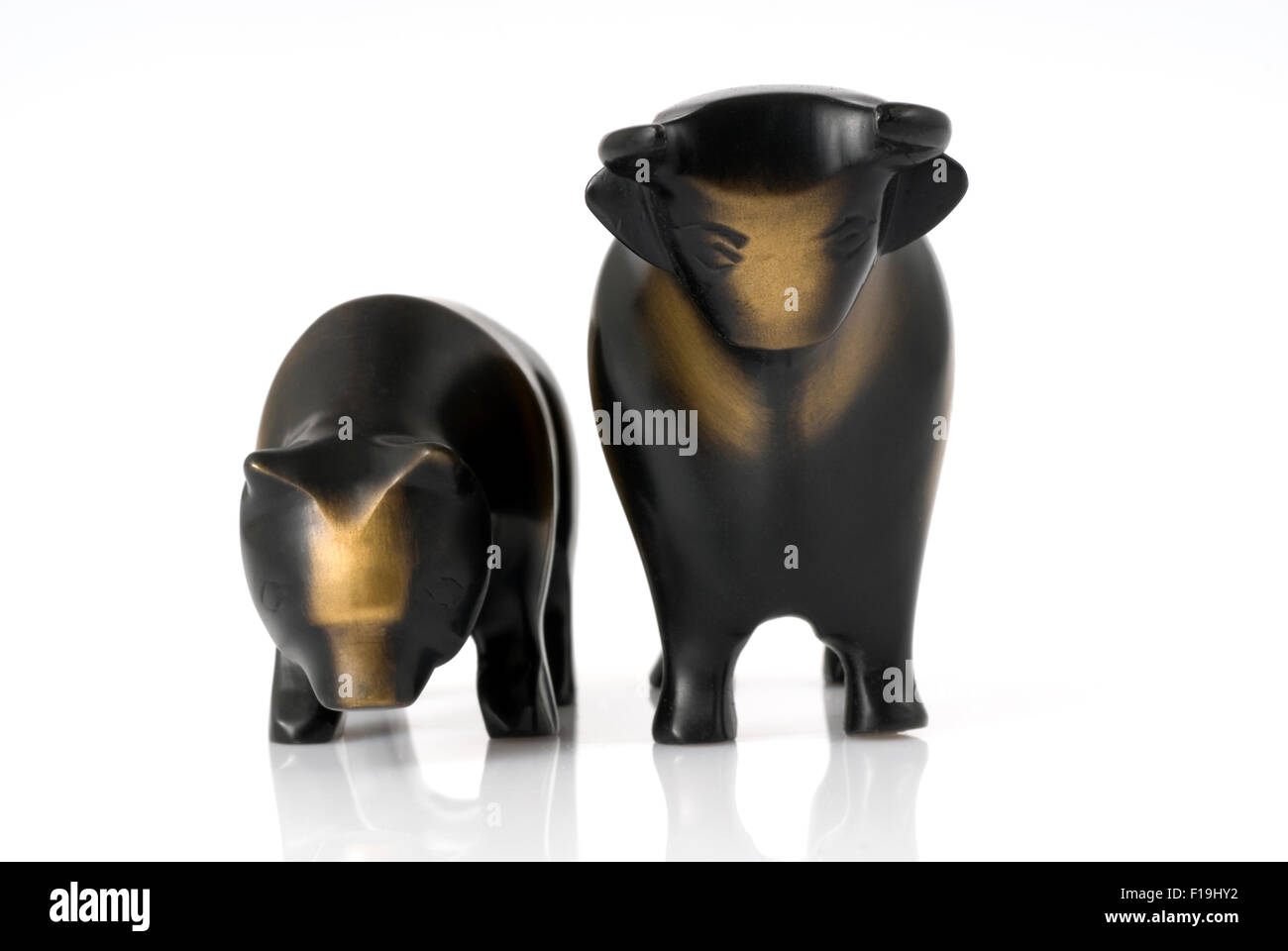 Bären und Bullen Skulpturen symbolisiert der Frankfurter Wertpapierbörse Stockfoto