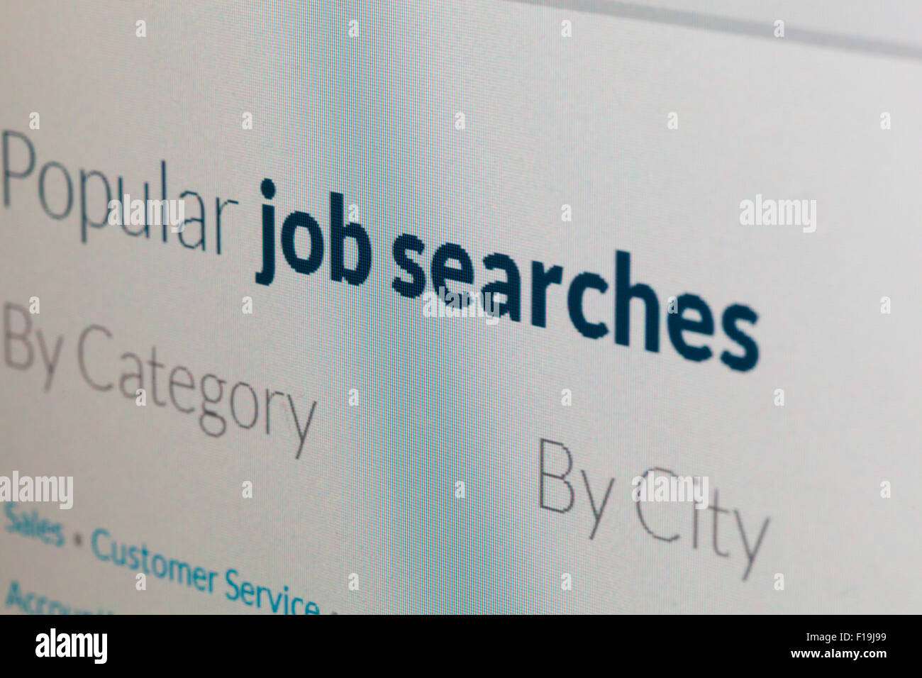 Job-Suche-Portal-Website auf dem Bildschirm Stockfoto