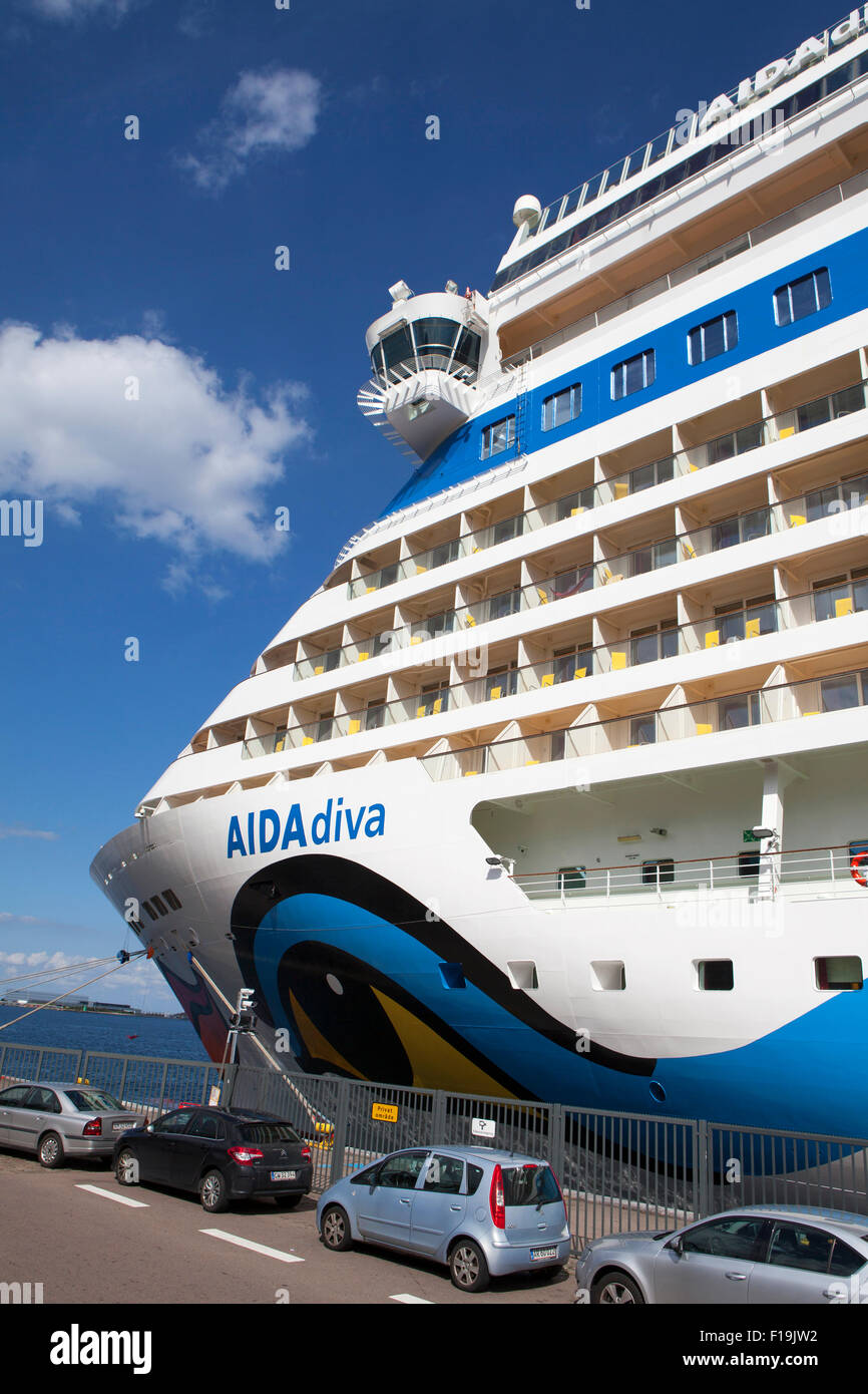 AIDA Diva Kreuzfahrt Schiff betrieben von der deutschen Reederei, die AIDA Cruises in Europa während des Sommers angedockt Stockfoto