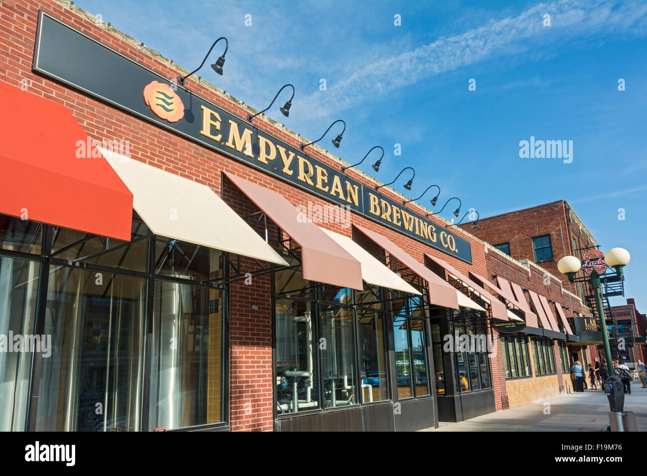 Nebraska, Lincoln, Haymarket Altstadt, renovierten Lagerhaus Bezirk bietet Geschäfte, Boutiquen, Restaurants, Unterhaltung Stockfoto