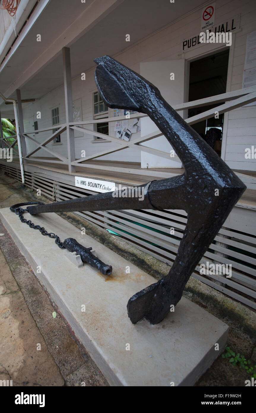 Adamstown, Pitcairn Insel. Die HMS Bounty Anker, historischen. Stockfoto