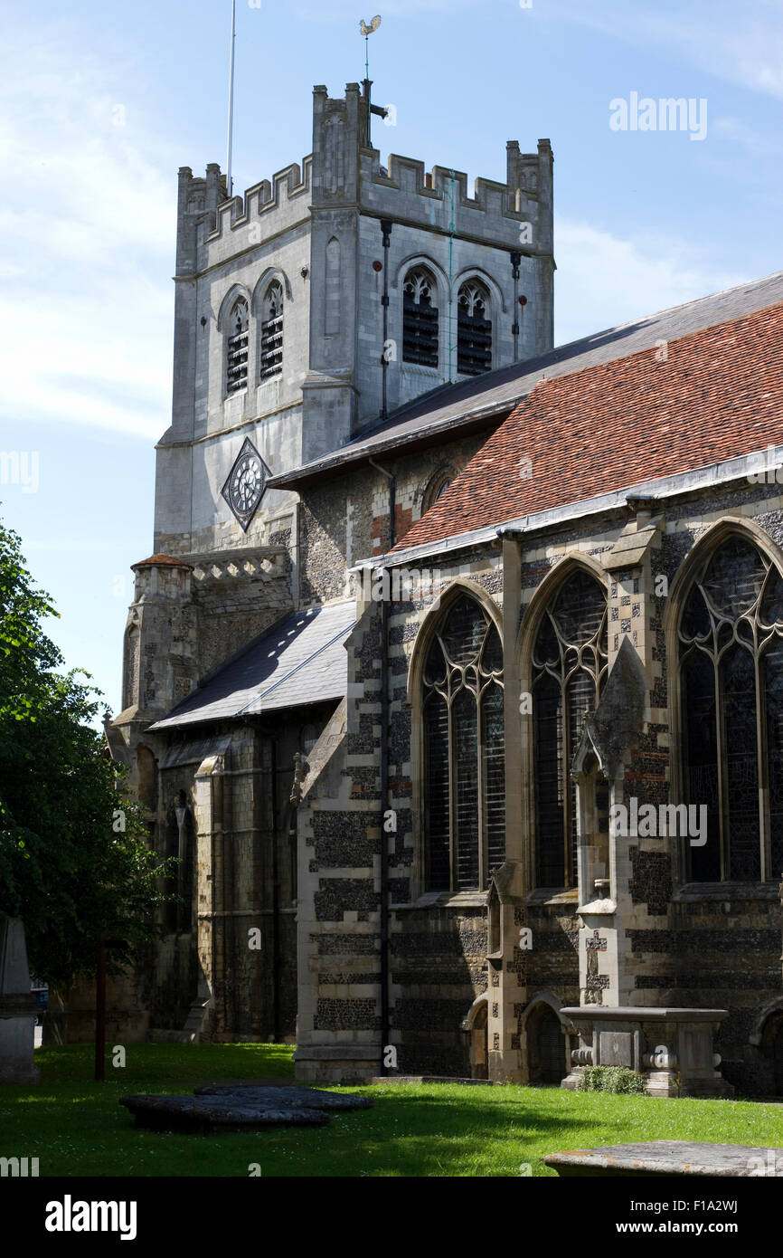 Waltham Abbey Kirchturm Stockfoto