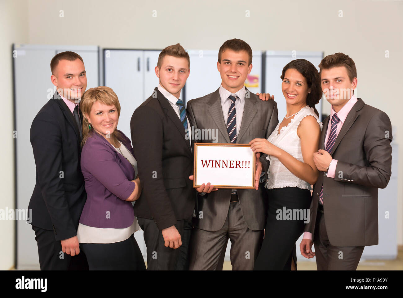 Firmenkundengeschäft Das Siegerteam Stockfoto