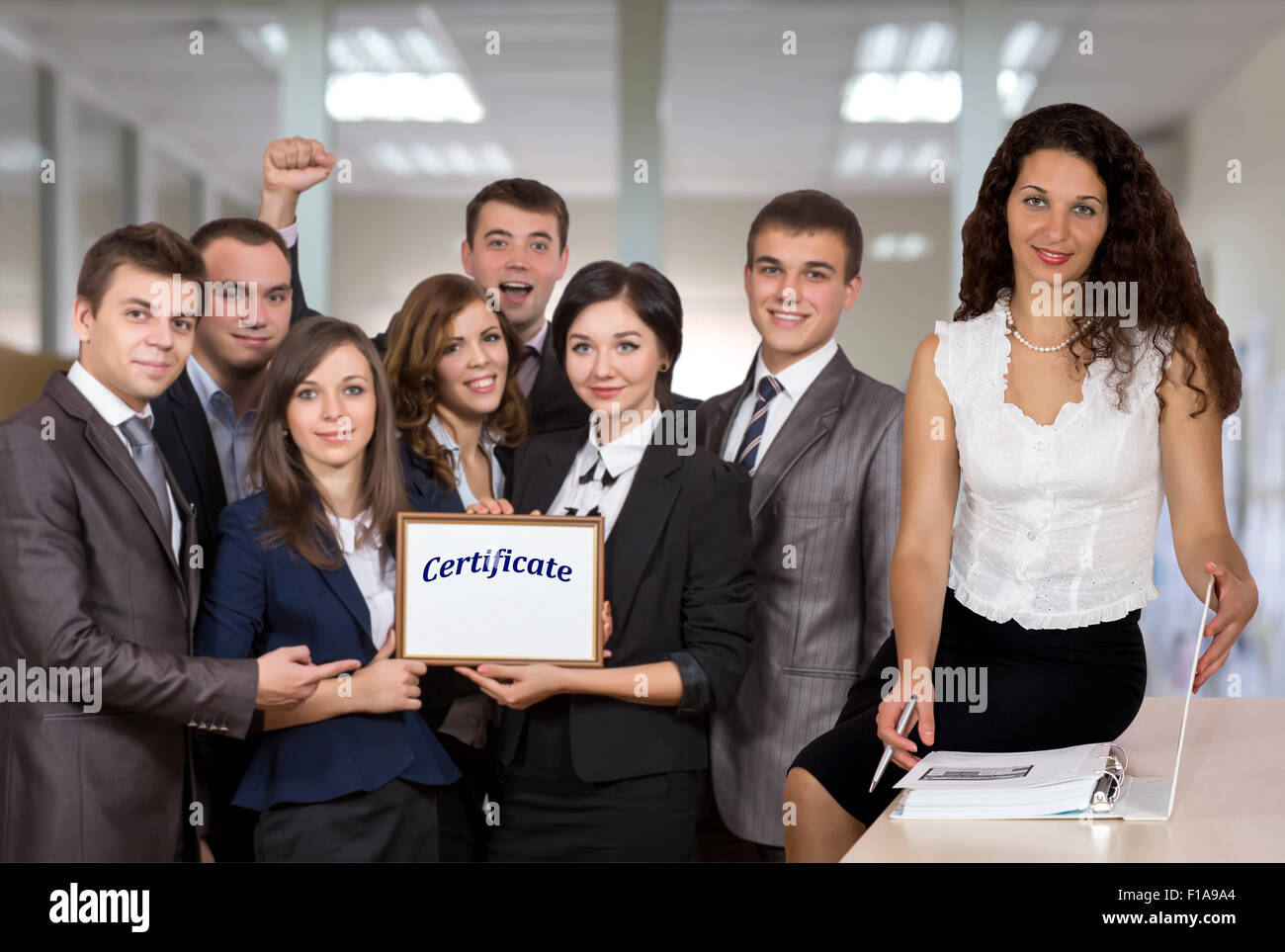 Junges Unternehmen Team und Frau Lehrer Stockfoto