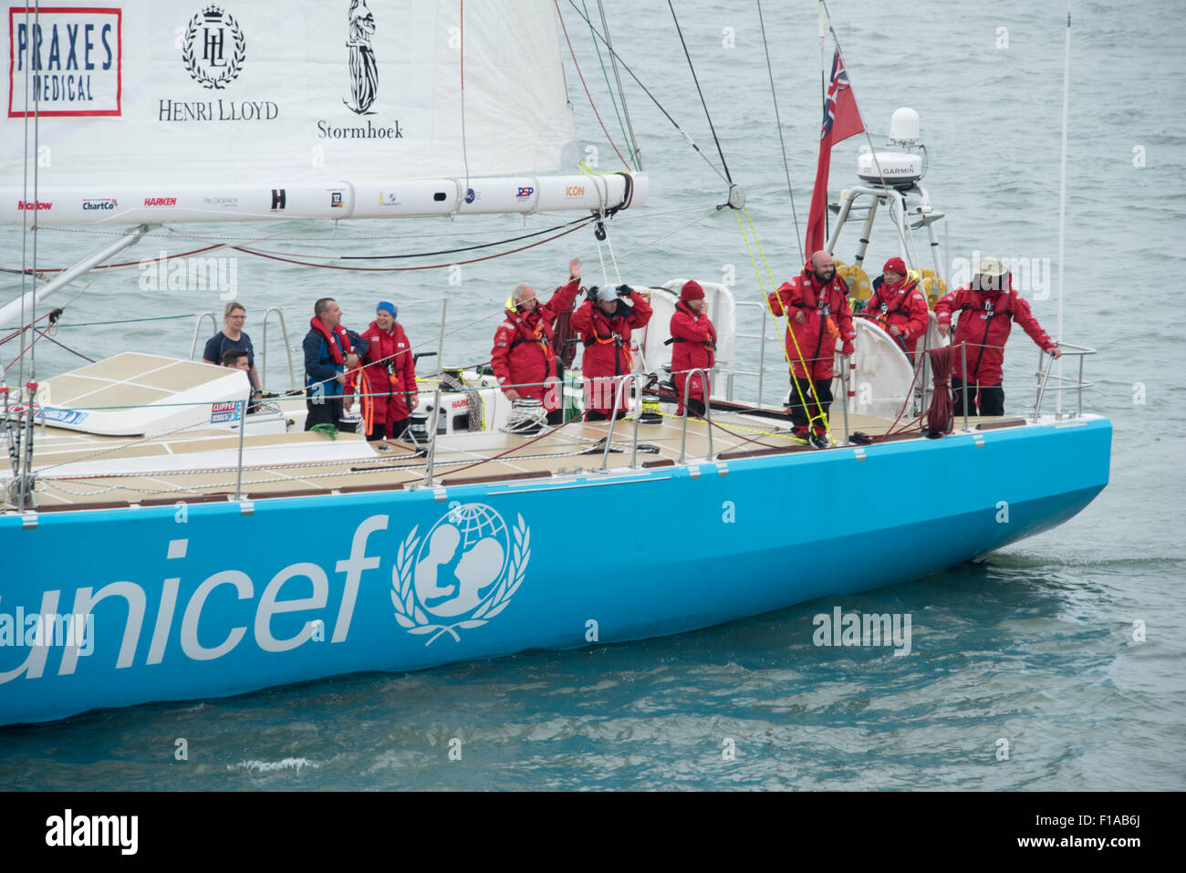 Southend, UK. 31. August 2015. Clipper UNICEF, direkt an der Southend Pierhead kurz vor Start der 15/16 Clipper rund um die Welt Rennen Credit: Terence Mendoza/Alamy Live News Stockfoto