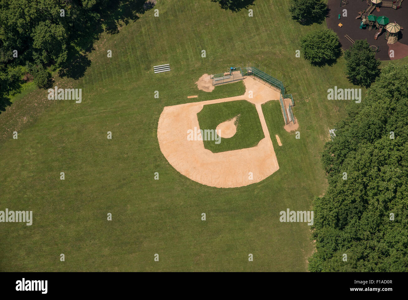 Luftaufnahme des Baseball Diamond Spielfeld Stockfoto