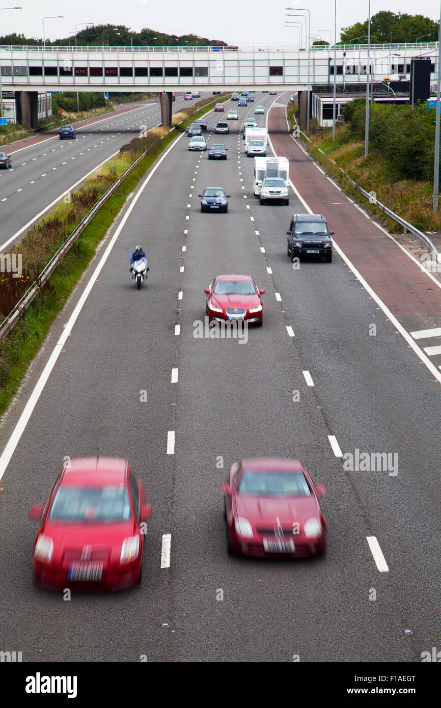 Charnock Richard Chorley, Großbritannien, 31. August 2015. Autobahn M6 Bank Holiday Verkehr in Richtung Süden. Stockfoto