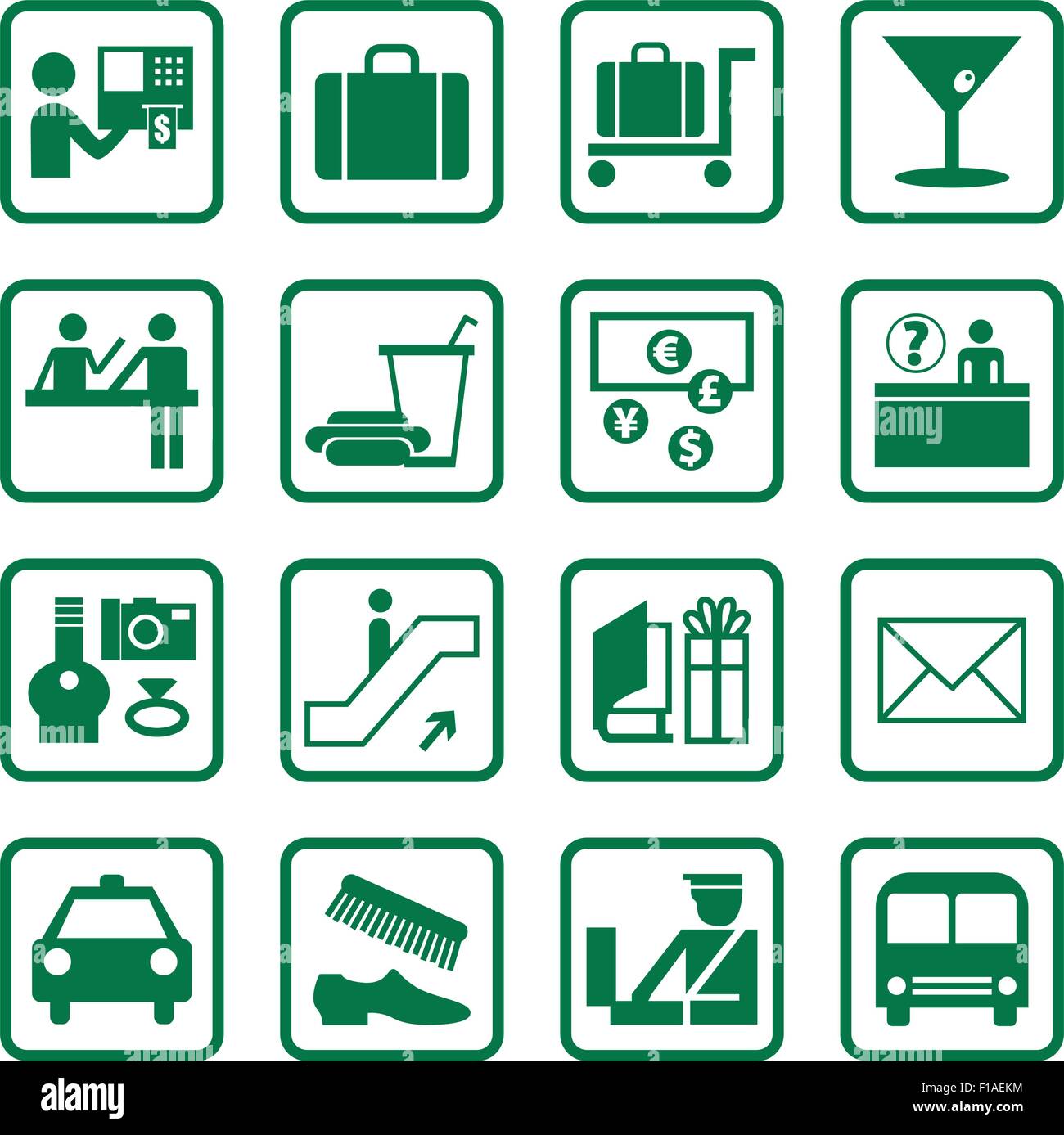 Flughafen und Reisen Icons und Symbole Stock Vektor