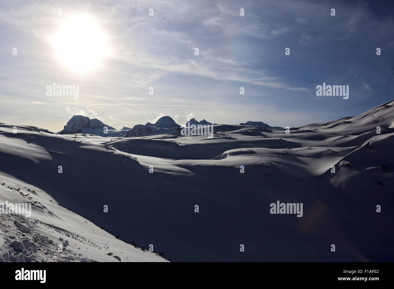 Startstelle, Österreich, Schnee-Landschaft in den Bergen Stockfoto