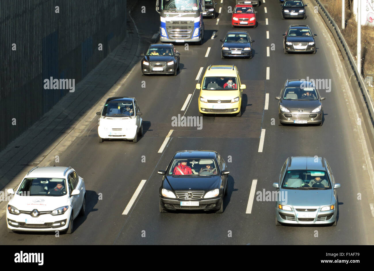Berlin, Deutschland, Rush-Hour auf der Autobahn A100 in Höhe Kaiserdamm Stockfoto