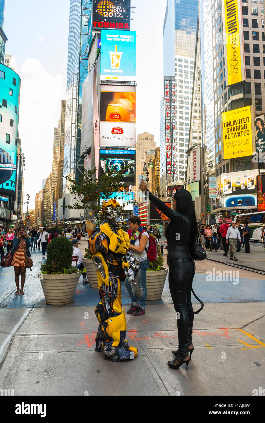 New York City, USA, ungewöhnliche seltsame Leute in Kostümen, Straßenszenen, Time's Square Viertel, Bezirk, Stockfoto