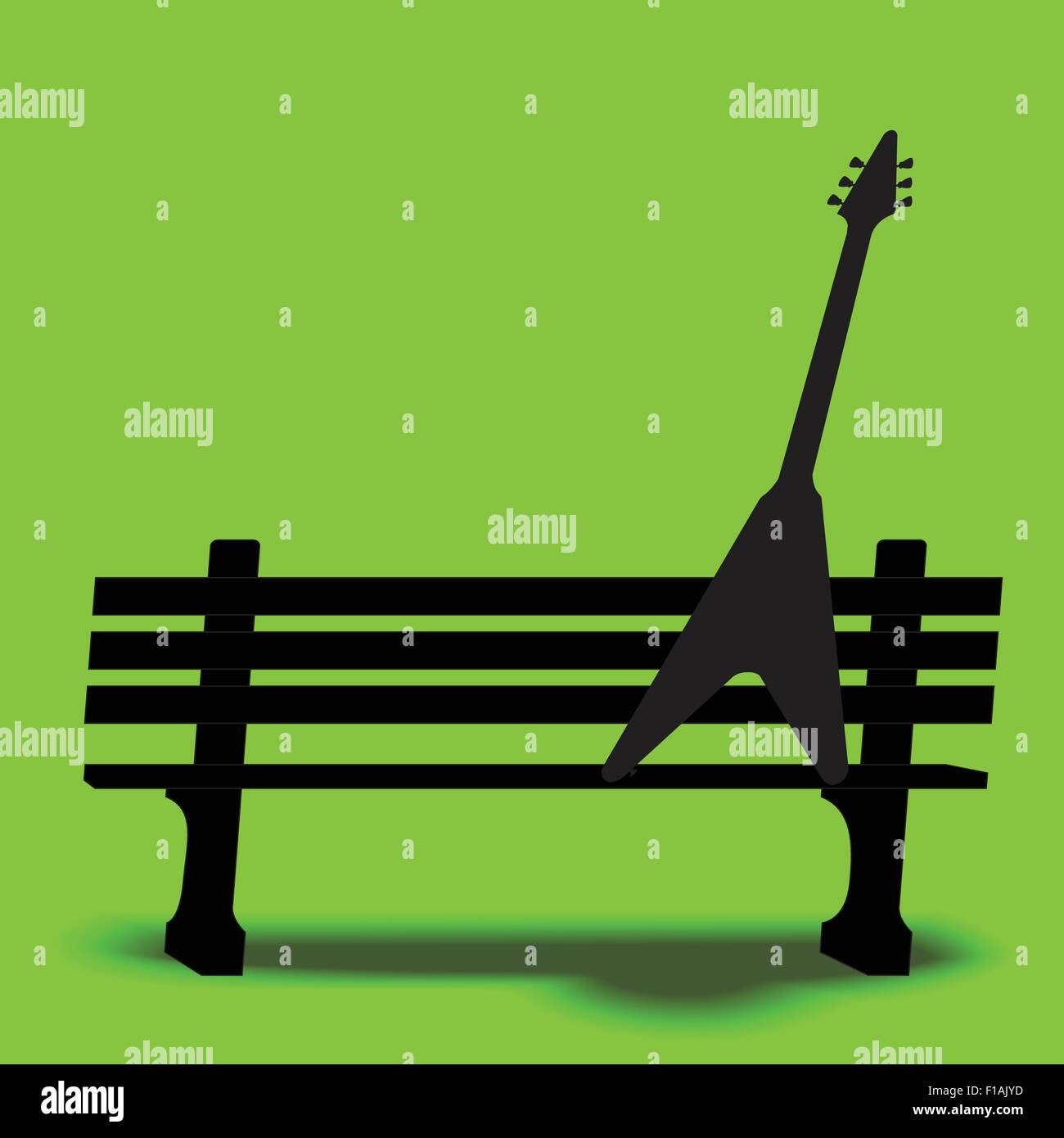Gitarre auf einem Park Bench Hintergrundmusik Stock Vektor