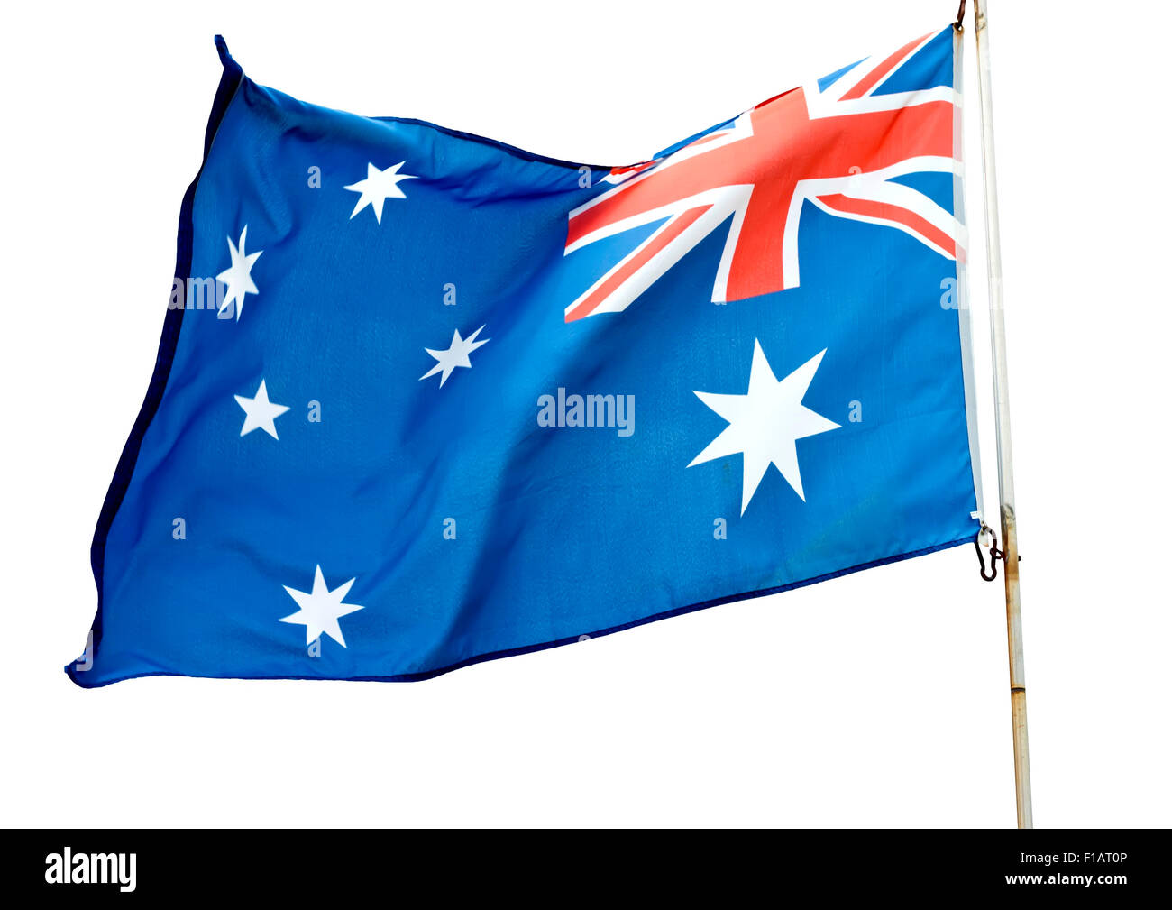 Australische Flagge auf einem weißen Hintergrund. Stockfoto
