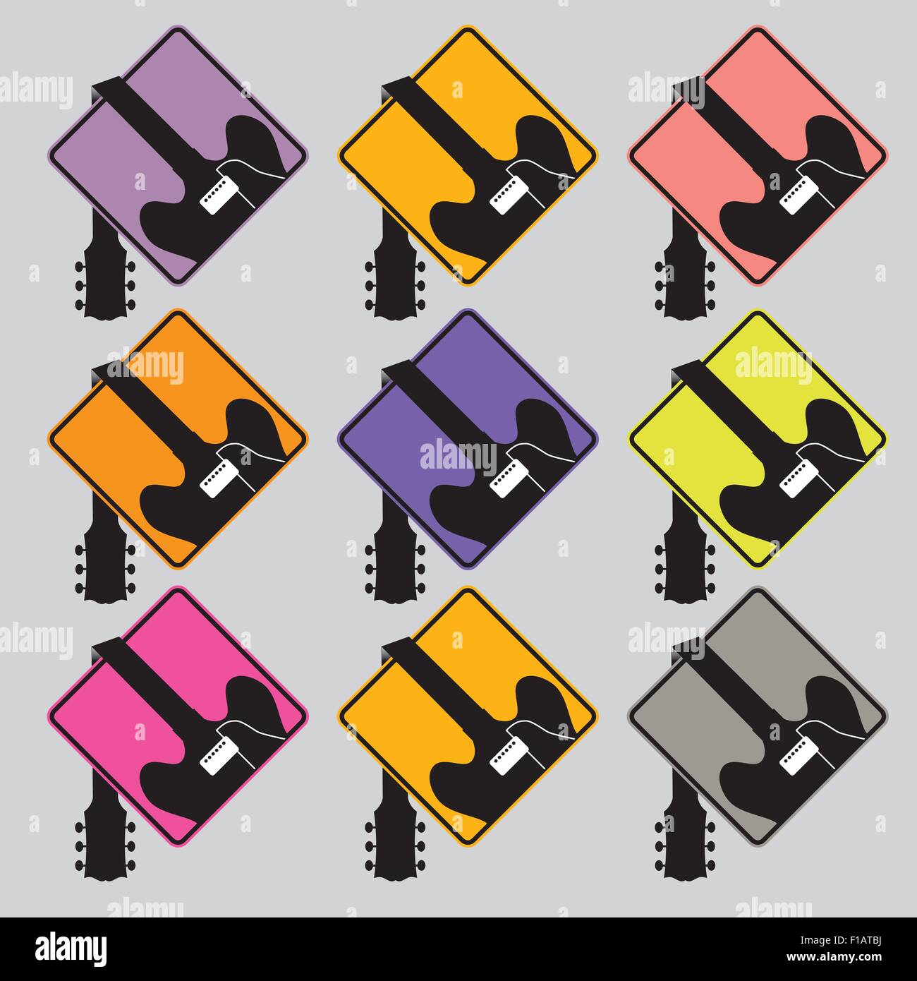 Eine Reihe von hängenden Gitarre Zeichen Stock Vektor