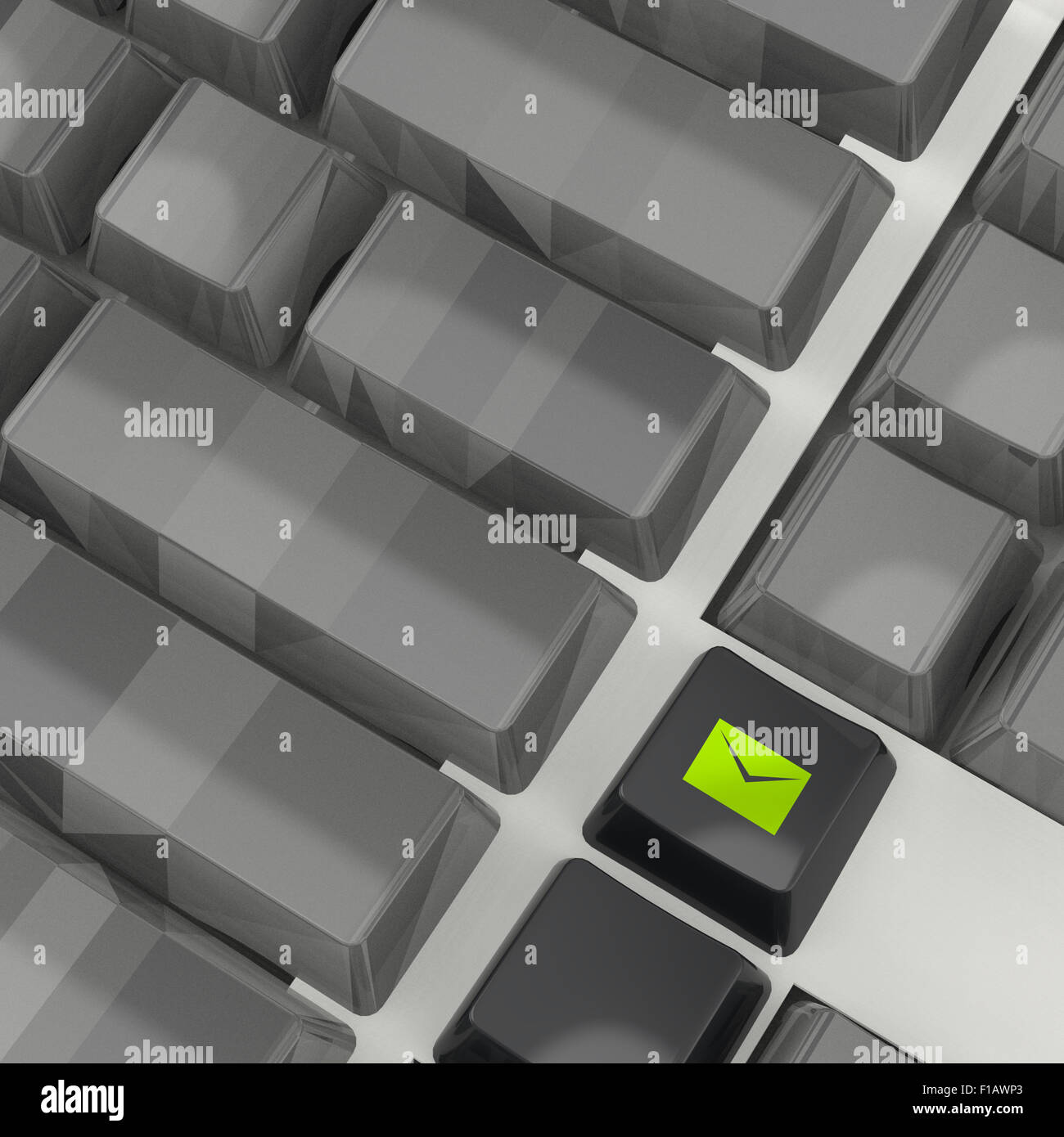 E-Mail Marketing Kampagne Schlüssel mit mailing-Briefumschlag-Symbol auf Laptop Tastatur 3d Stockfoto