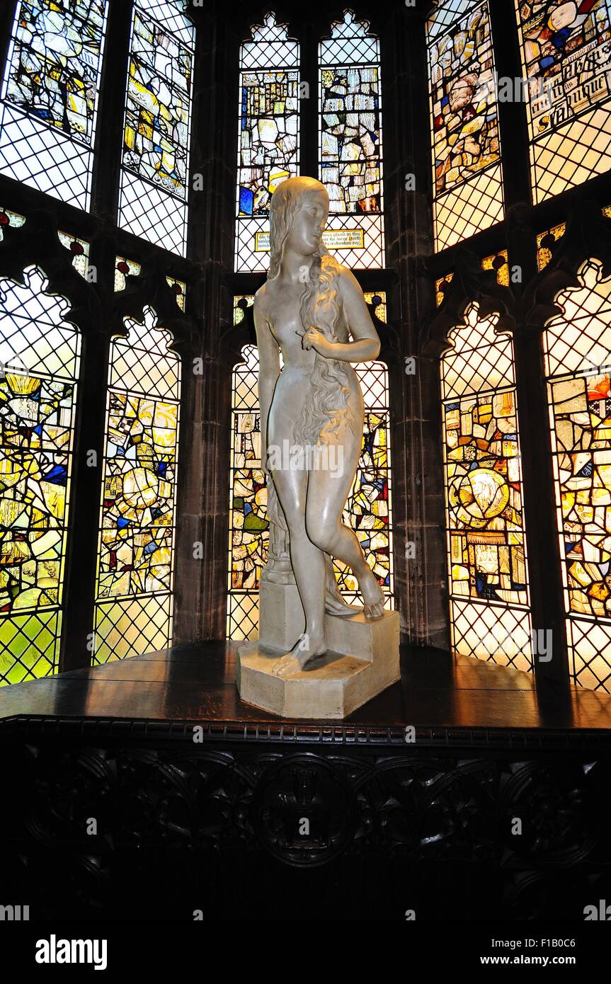 Lady Godiva Statuette in der Aula in St Marys Guildhall, Coventry, West Midlands, England, Vereinigtes Königreich, West-Europa. Stockfoto