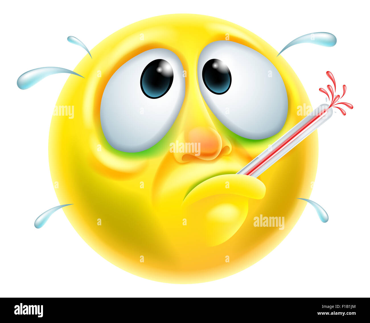 Ein schlecht krank krank aussehende Emoji Emoticons Zeichen Stockfoto
