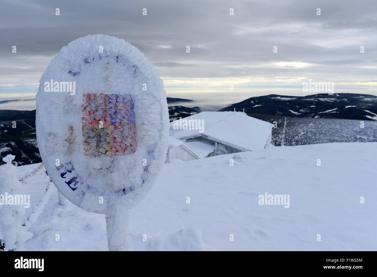 Petzer, Tschechische Republik, Blick von der Schneekoppe Fischland Riesengebirge Stockfoto