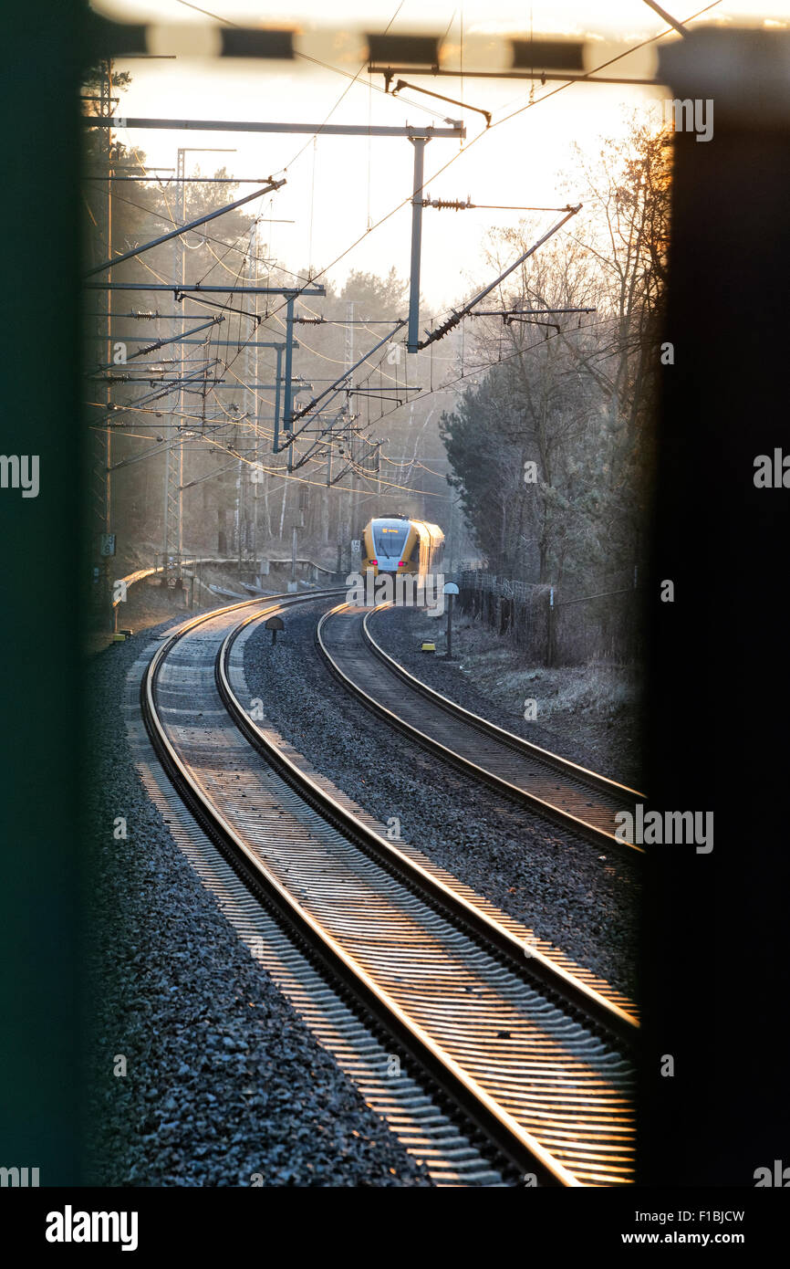 Berlin, Deutschland, einem ODEG-Regional-Zug kurz nach Verlassen der Berlin-Wannsee Stockfoto