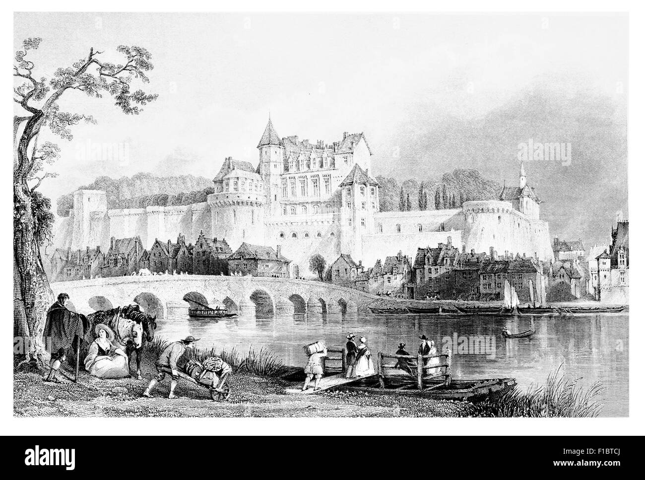 Chateau von Amboise auf der Loire Schloss Meillant Pays de la bogenförmige Brücke Stockfoto