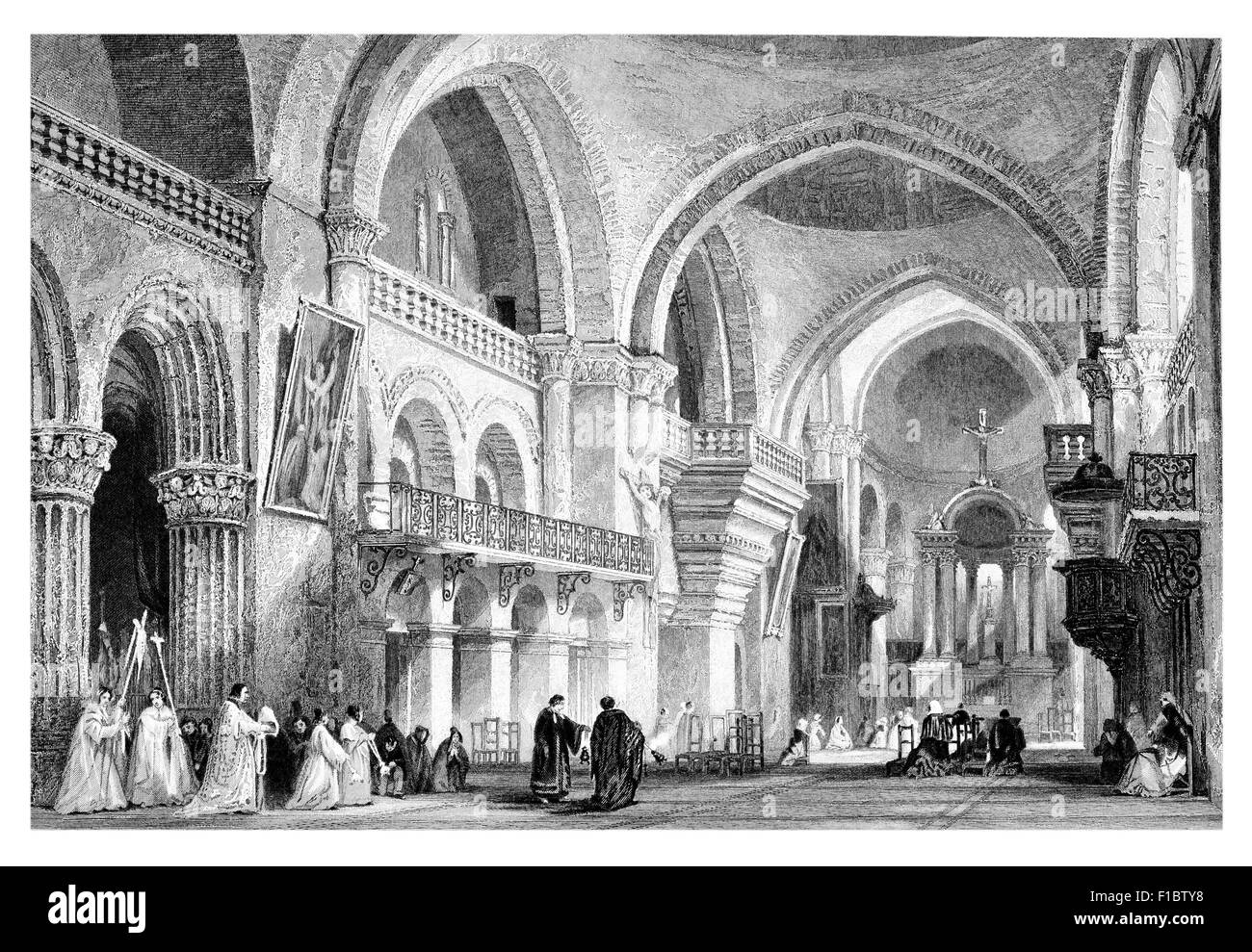 Kathedrale der Hauptstadt Angoulême Charente Abteilung, Nouvelle-Aquitaine Region 1854 Innenraum Stockfoto