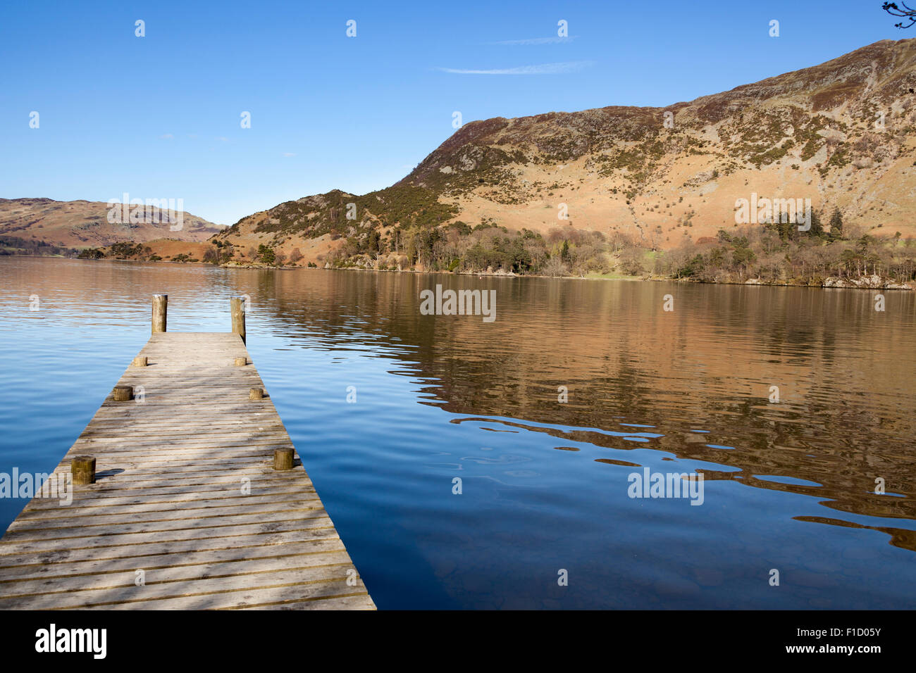 Steg am See Ullswater und Ort fiel auf Recht, Glenridding, Lake District, Cumbria, England Stockfoto