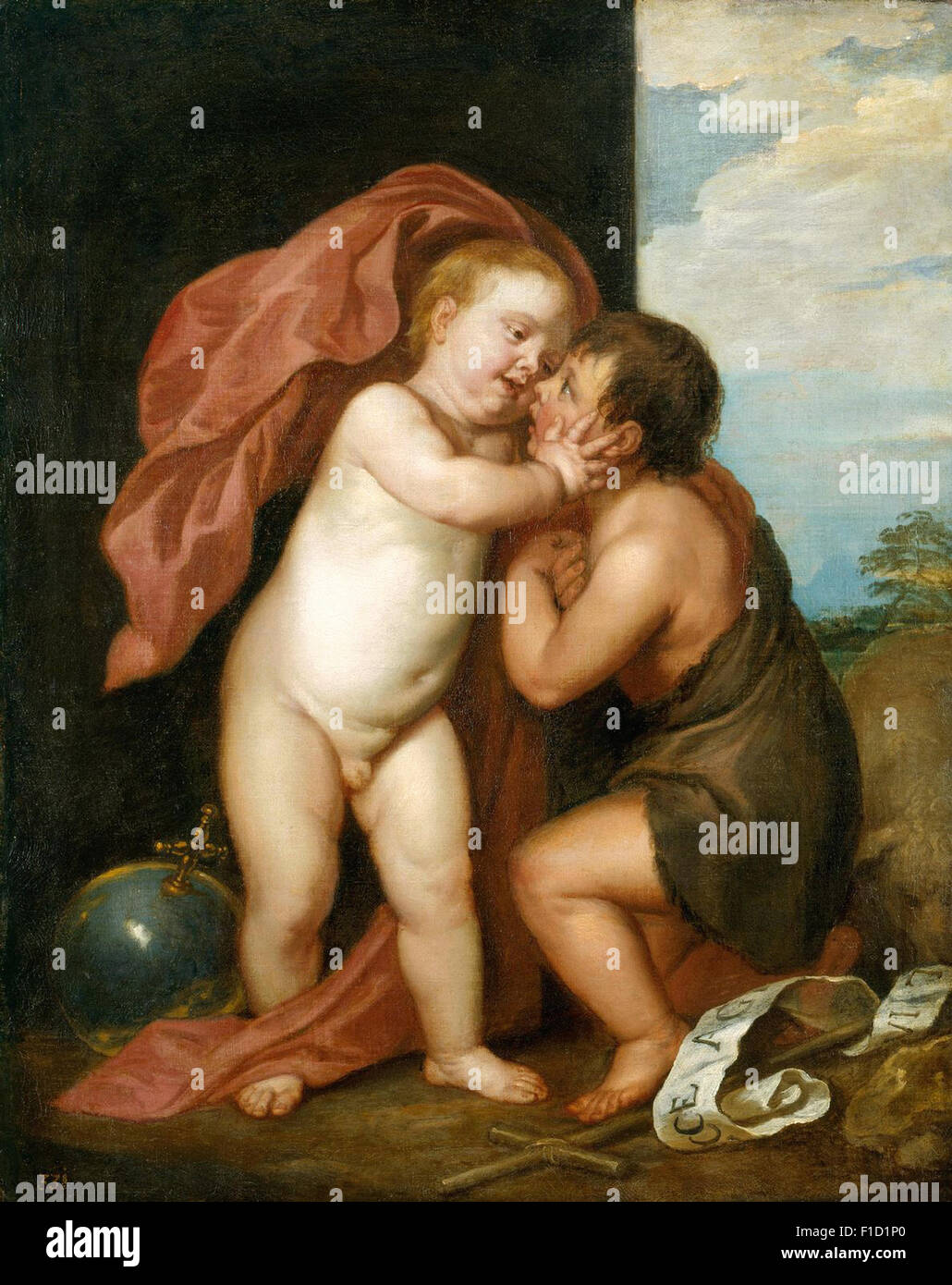 Anthony Van Dyck - der Säugling Christus und Johannes der Täufer Stockfoto