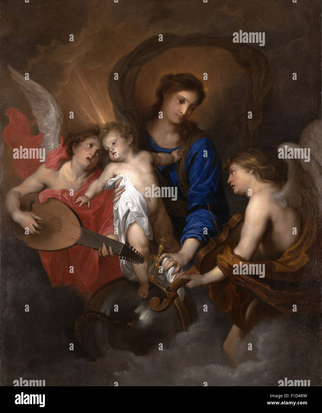 Anthony Van Dyck - Jungfrau und Kind mit musizierenden Engeln Stockfoto