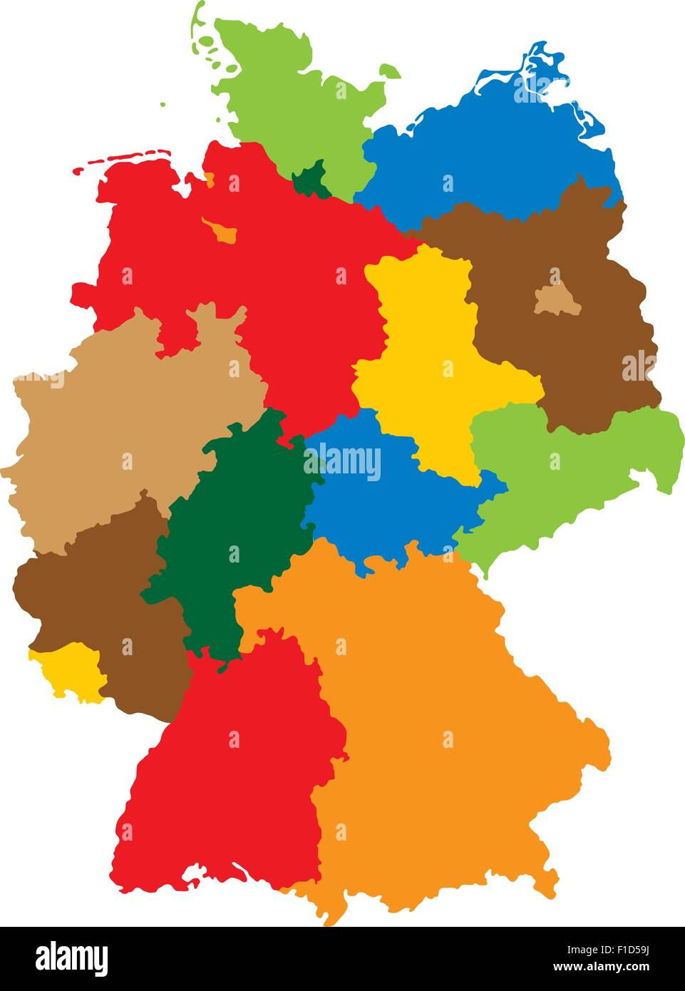 Deutschland 16 Bundesländer aufgeteilt Stock Vektor