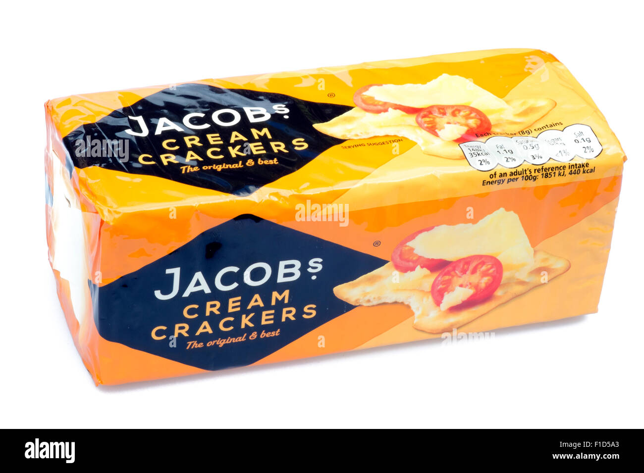 Jakobs Cream Cracker ausschneiden oder isoliert auf einem weißen Hintergrund, UK. Stockfoto