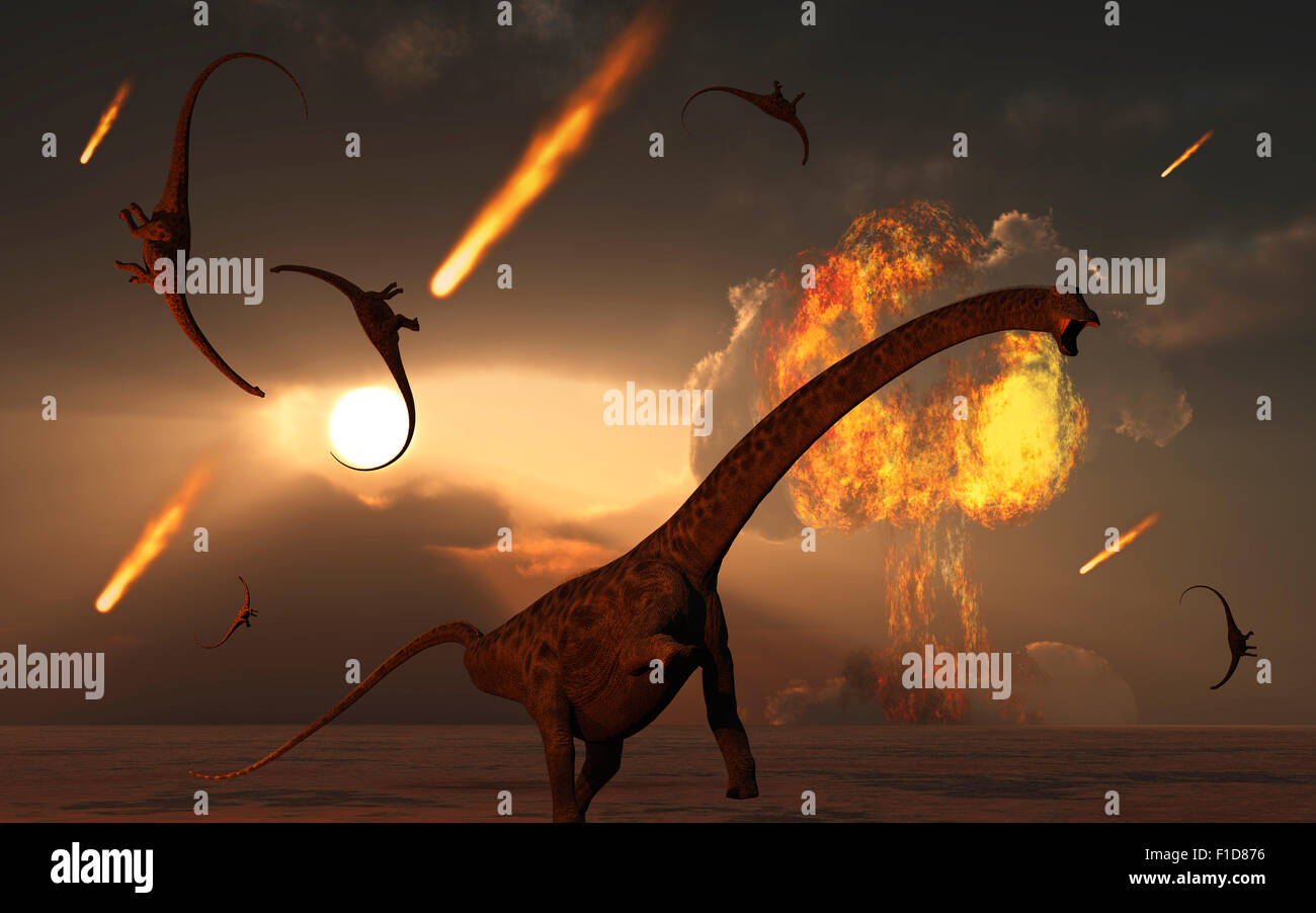 Tod der Dinosaurier. Stockfoto