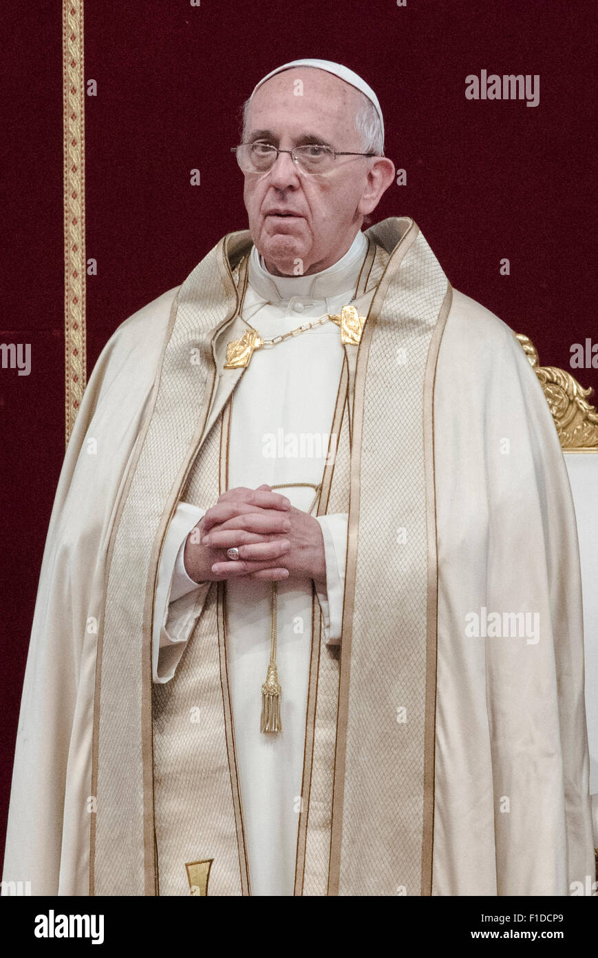 Papst Francis besucht ein Gebet aus Anlass des Welttages der Sorge für die die Schöpfung in den Petersdom im Vatikan. 1 Sep 2015 Kredit: Massimo Valicchia/Alamy Live-Nachrichten Stockfoto