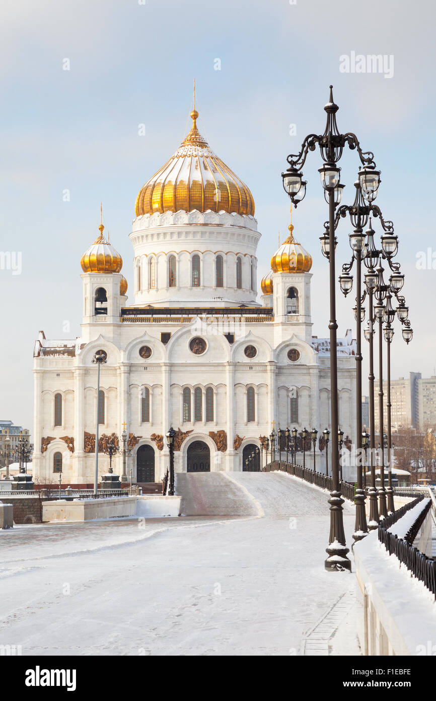 Kirche von Christus dem Erlöser in Moskau am schönen winter Stockfoto