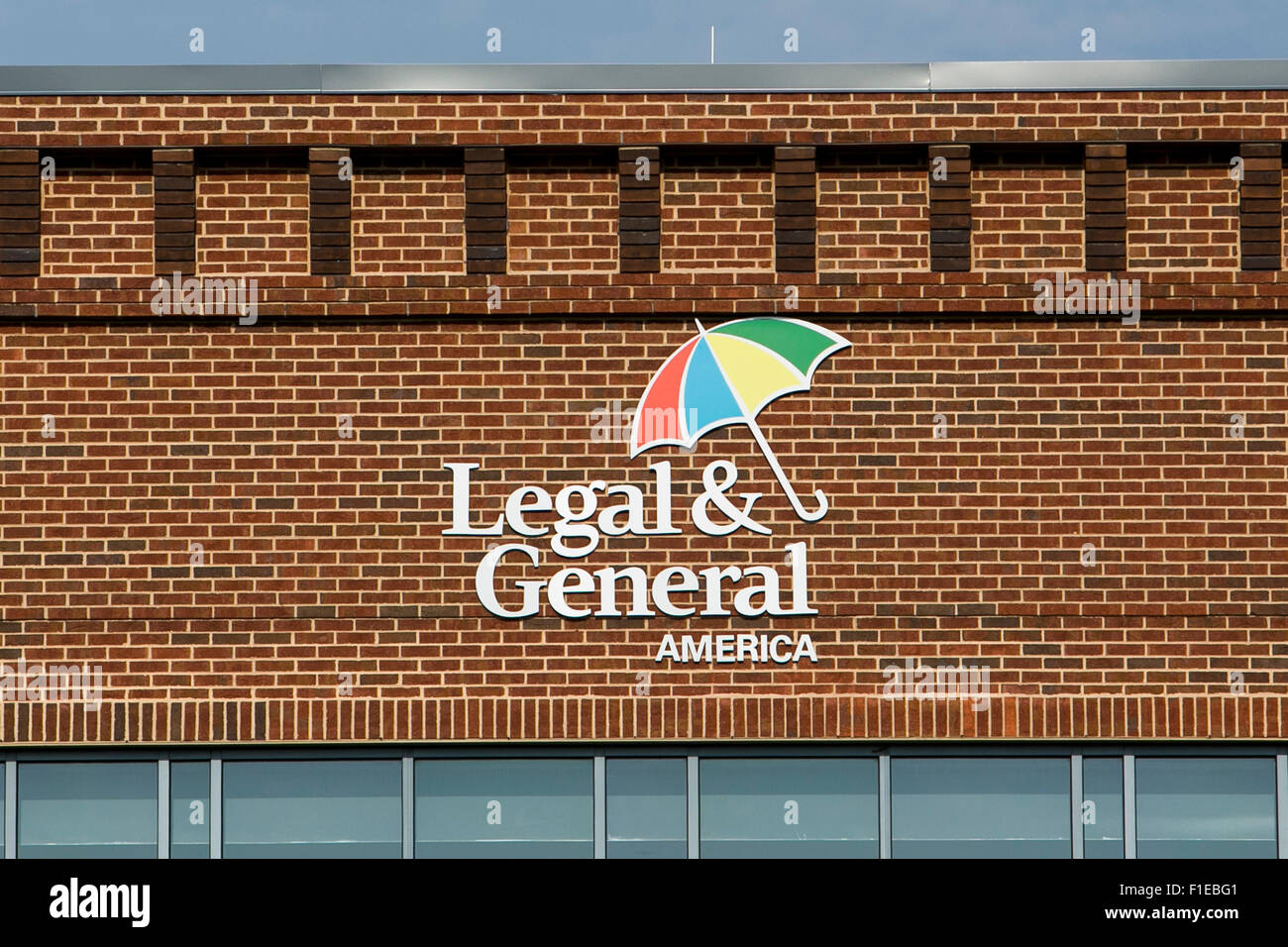 Ein Logo Zeichen außerhalb einer Einrichtung von Legal & General America in Urbana, Maryland am 30. August 2015 besetzt. Stockfoto
