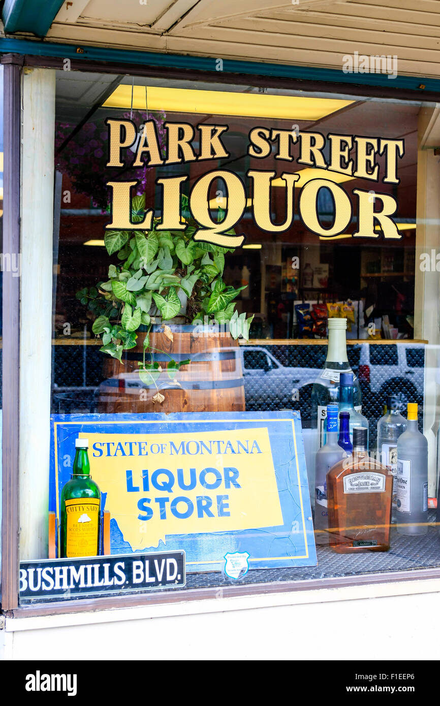 Park Street Liquor StoreFenster, beworben als offizieller Staat