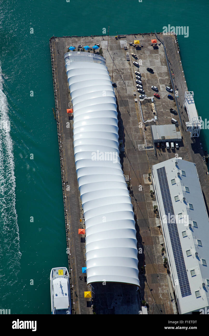 "Die Wolke" Veranstaltungsort, Königin Wharf, Waterfront, Auckland, Nordinsel, Neuseeland - Antenne Stockfoto